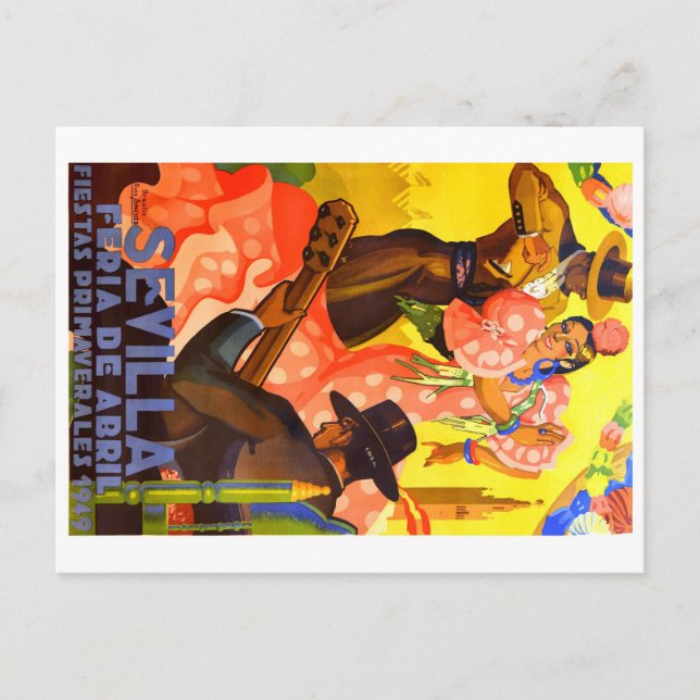 Spanien 1949 Sevilla April Fair Poster Vykort (Framsida)