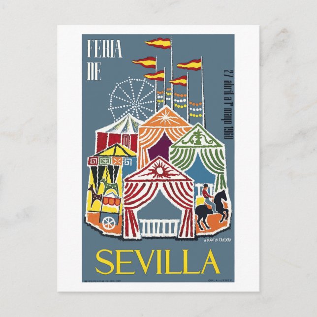 Spanien 1960 Poster vid Sevillafestivalen Vykort (Framsida)