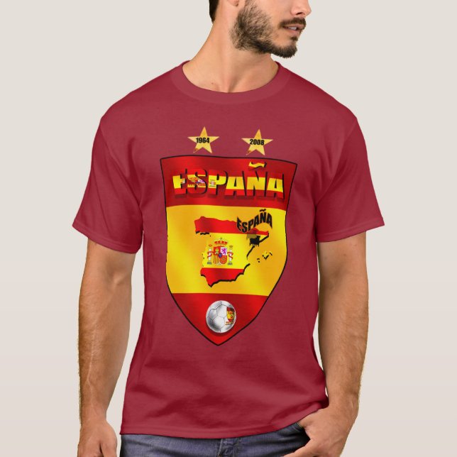 Spanien 1964 2008 fotbollfutbolemblem skyddar tee (Framsida)