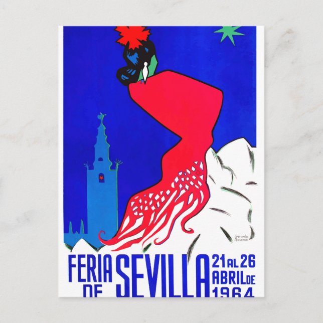 Spanien 1964 Sevilla April Fair Poster Vykort (Framsida)