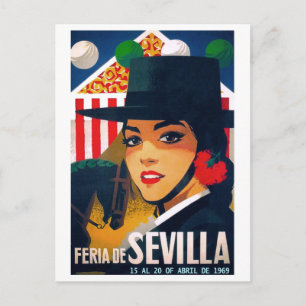 Spanien 1969 Sevilla Aprilmässa Affisch Vykort