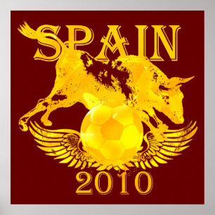 Spanien 2010 - stor poster utskrift för fotboll i