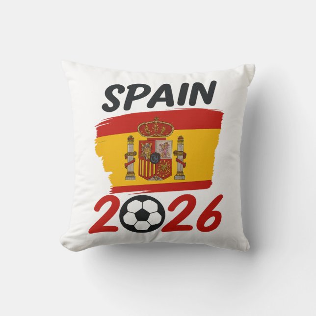 Spanien 2026 Fotbollsfan-design med flaggfärger Kudde (Framsida)