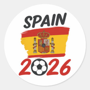 Spanien 2026 Fotbollsfan-design med flaggfärger Runt Klistermärke