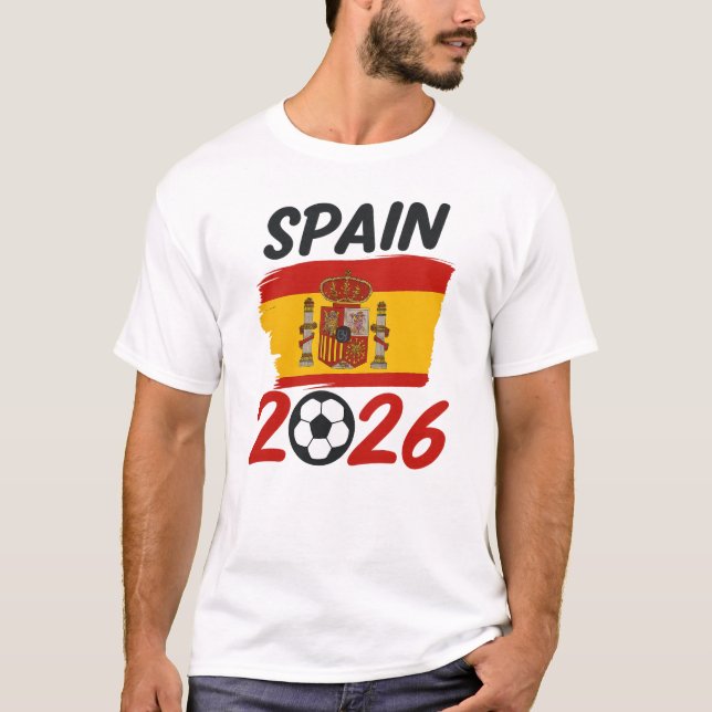 Spanien 2026 Fotbollsfan-design med flaggfärger T Shirt (Framsida)
