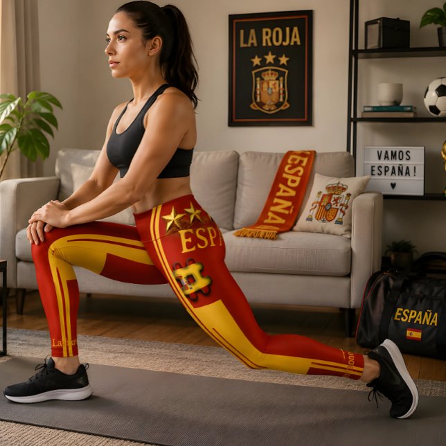 Spanien 2026 Global Games: Guld Trophy & Jersey 11 Leggings (Spain pride meets everyday fitness with premium 2026 Global Games supporter leggings by Achempong.)