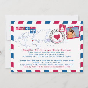 Spanien Air Mail Post Bröllopsfest Inbjudningar