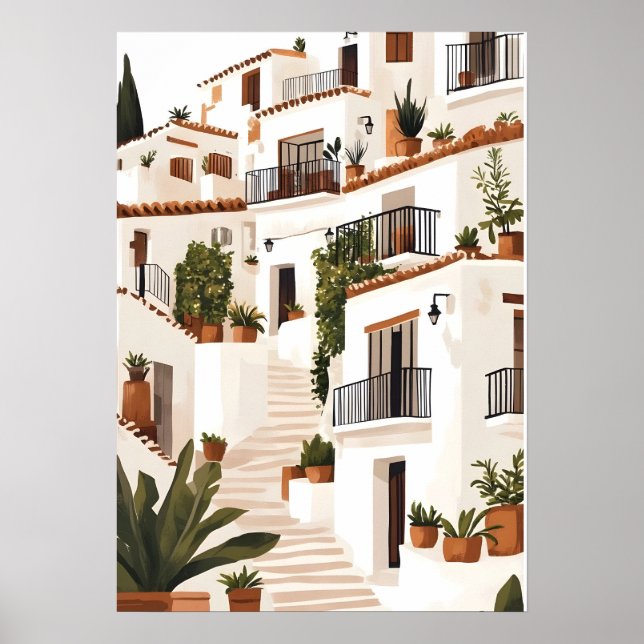 Spanien Andalusien Vita hus Kust Väggkonst (Framsidan)