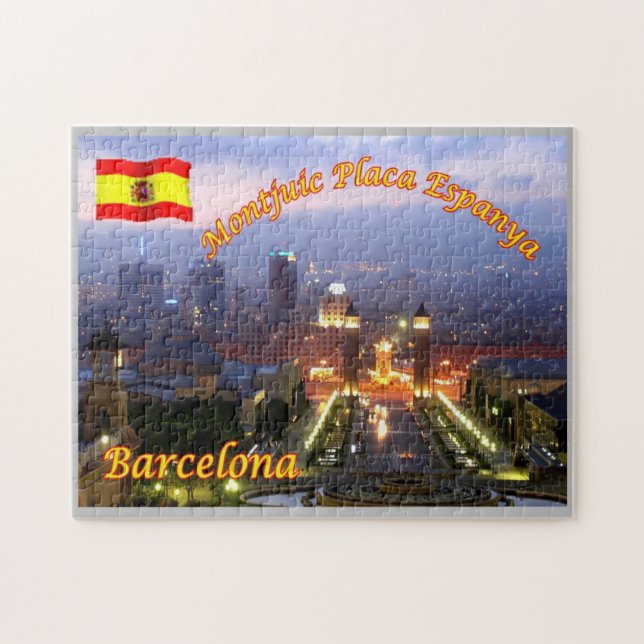 Spanien - Barcelona - Montjuic Placa Spanien - Pussel (Horisontell)