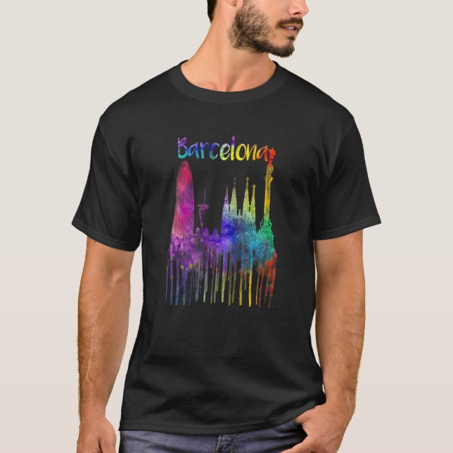 Spanien Barcelona Painting Catalonia Visitor Spans T Shirt (Framsida)