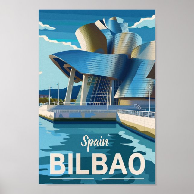 Spanien Bilbao Vintage Berömd Travel Ställe Poster (Framsidan)