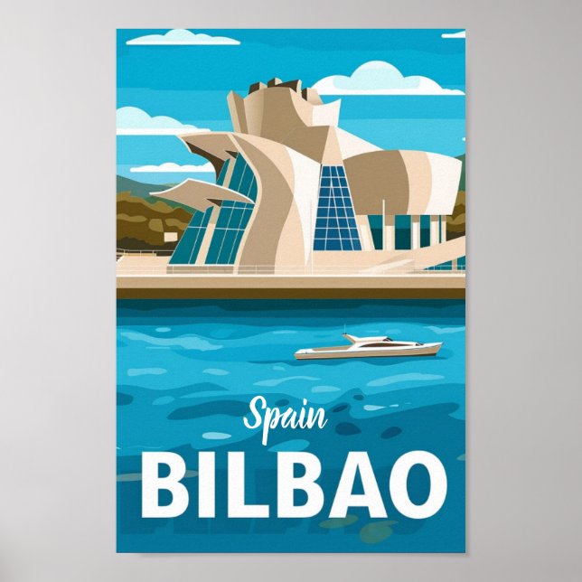 Spanien Bilbao Vintage Berömd Travel Ställe Poster (Framsidan)
