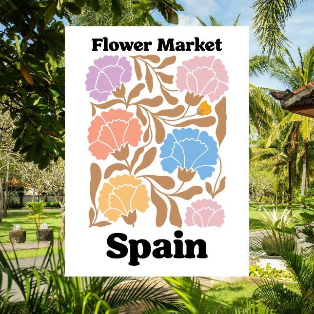 Spanien blomstermarknad färgrik nejlik floral vykort (Spain Flower Market Colorful Carnation Floral Postcard
)