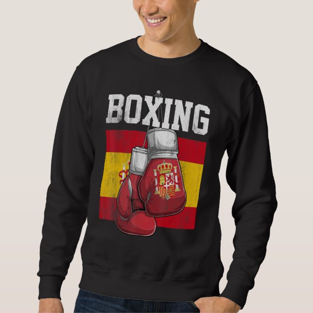 Spanien Boxnings Handskor Boxare Boxning  Spanjore Lång Ärmad Tröja (Framsida)