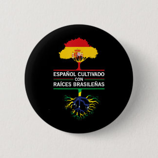 Spanien Brasilien Flaggor Kultur Gåva Expat Fans Knapp
