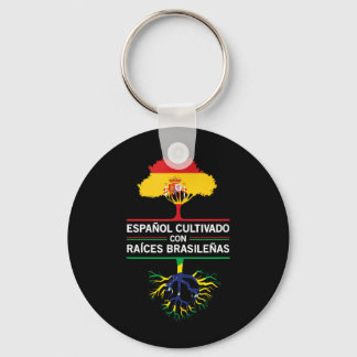 Spanien Brasilien Flaggor Kultur Gåva Expat Fans Nyckelring