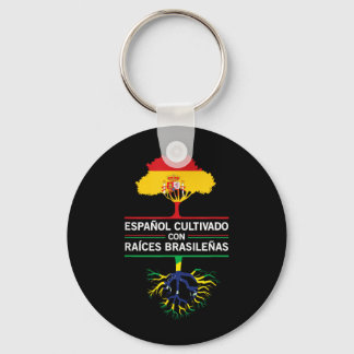 Spanien Brasilien Flaggor Kultur Gåva Expat Fans Nyckelring