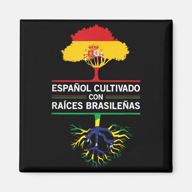 Spanien Brasilien Flaggor Kulturpresent Expatfans Magnet (Framsidan)