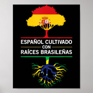 Spanien Brasilien Flaggor Kulturpresent Expatfans Poster