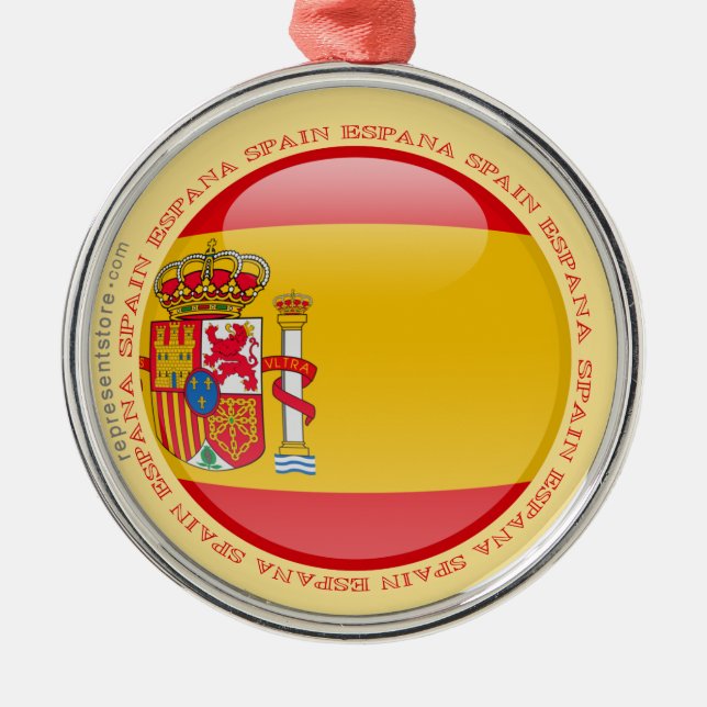 Spanien bubblar flagga julgransprydnad metall (Framsidan)