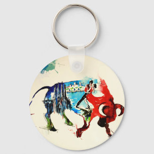 Spanien Bull Vintage resor Kärlek Watercolor Nyckelring