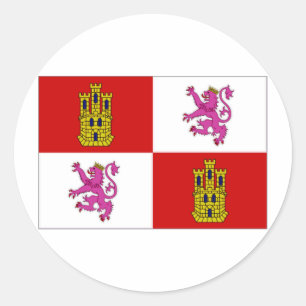 Spanien Castilla Leon Flagga Runt Klistermärke