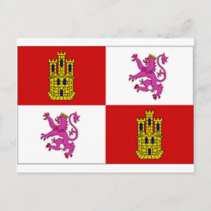 Spanien Castilla Leon Flagga Vykort