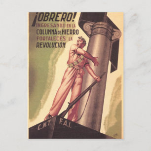 Spanien civil krig, ursprungligt CNT-FAI poster 19 Vykort