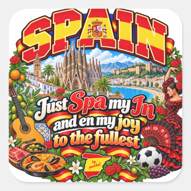 Spanien dekal fyrkantigt klistermärke (Framsida)