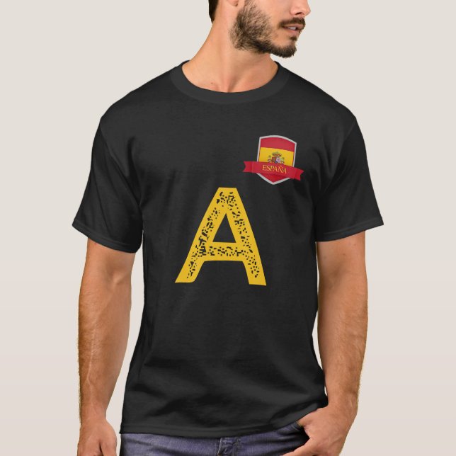 Spanien Espa a Human Flagga Brev A Spain Espa a t  Shirt (Framsida)