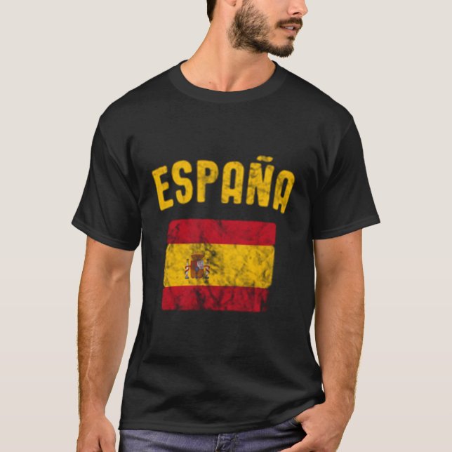 Spanien Espana Flagga Distress T Shirt (Framsida)