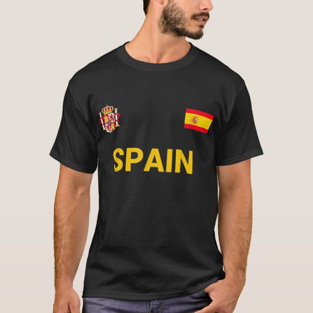 Spanien Espana Flagga Jersey Fotboll för fotboll T Shirt (Framsida)
