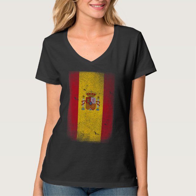 Spanien & Espana Spanska Flagga T Shirt (Framsida)