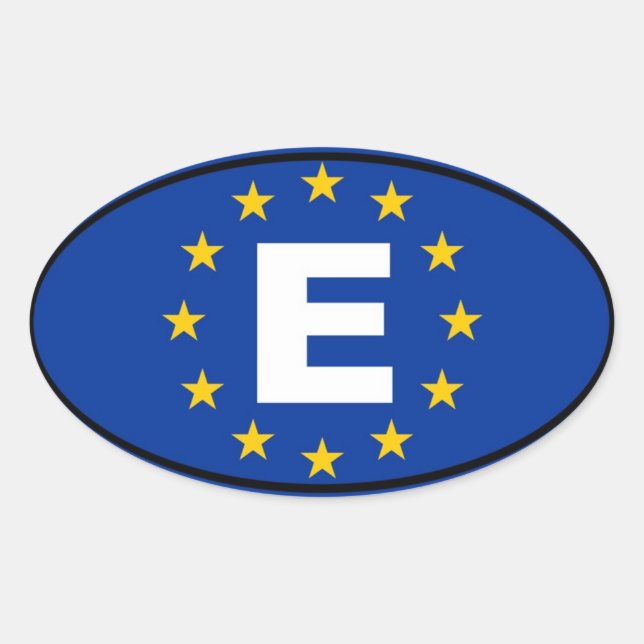 Spanien - Europeiska unionen Ovalt Klistermärke (Framsida)