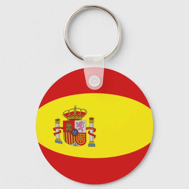 Spanien Fisheye Flagga Keychain Nyckelring (Framsida)