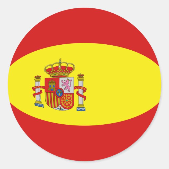 Spanien Fisheye Flagga Klistermärke (Framsida)