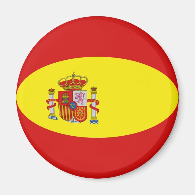 Spanien Fisheye Flagga Magnet (Framsidan)