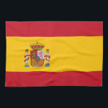 Spanien flagga - Bandera de Espana Kökshandduk<br><div class="desc">Flagga Spanien - Bandera de Espana Dess fält representerar Kastilien,  Leon,  Aragonien,  Navarra och Grenada. Hercules-kolumnerna på sidorna av arm-jacka symboliserar Gibraltar och Ceuta. Sedan upptäckten av Amerika har man använt texten "Plus Ultra" på ett rött band som är omslaget av kolumnerna. #spain #spainish #bandera #deEspana</div>