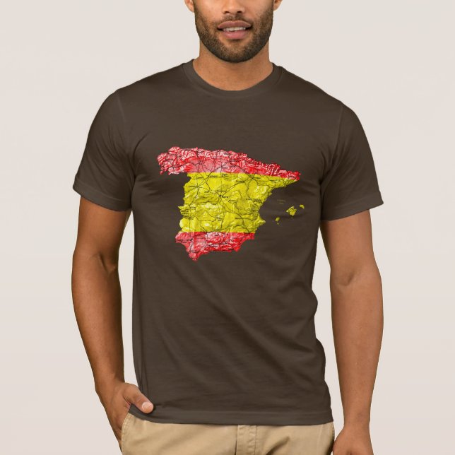 Spanien Flagga Färg Kart T-Shirt (Framsida)
