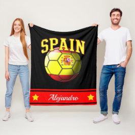 Spanien - Flagga - fotbollsbuss | Namn Fleecefilt