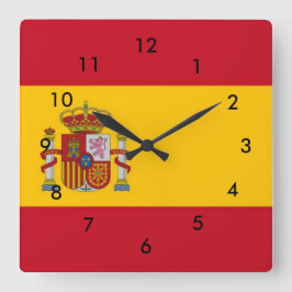 Spanien Flagga Fyrkantig Klocka