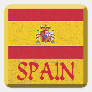 SPANIEN FLAGGA FYRKANTIGT KLISTERMÄRKE