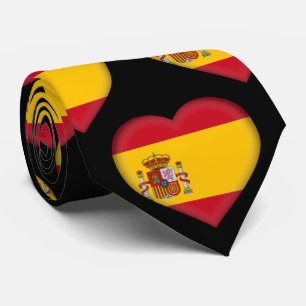 Spanien Flagga Heart Mönster Neck Tie Slips
