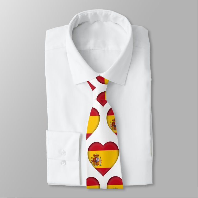 Spanien Flagga Heart Mönster Neck Tie Slips (Bunden)
