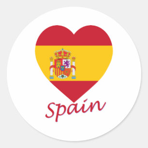 Spanien Flagga Heart Runt Klistermärke