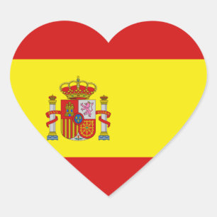Spanien Flagga Heart Sticker Hjärtformat Klistermärke