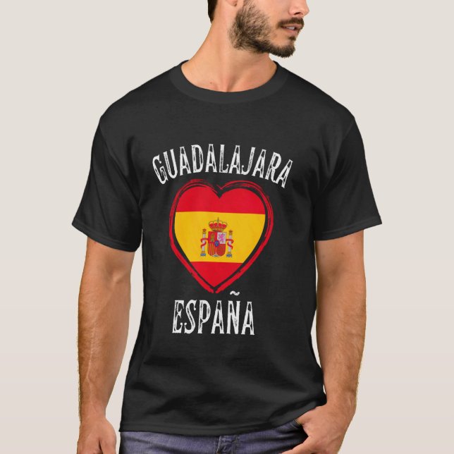 Spanien Flagga Hjärta Guadalajara Stad T Shirt (Framsida)