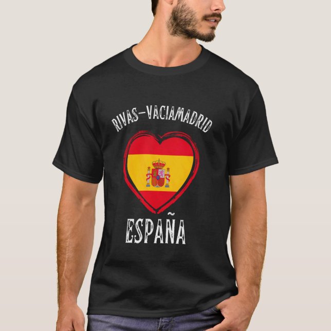 Spanien Flagga Hjärta Rivas-Vaciamadrid Stad T Shirt (Framsida)