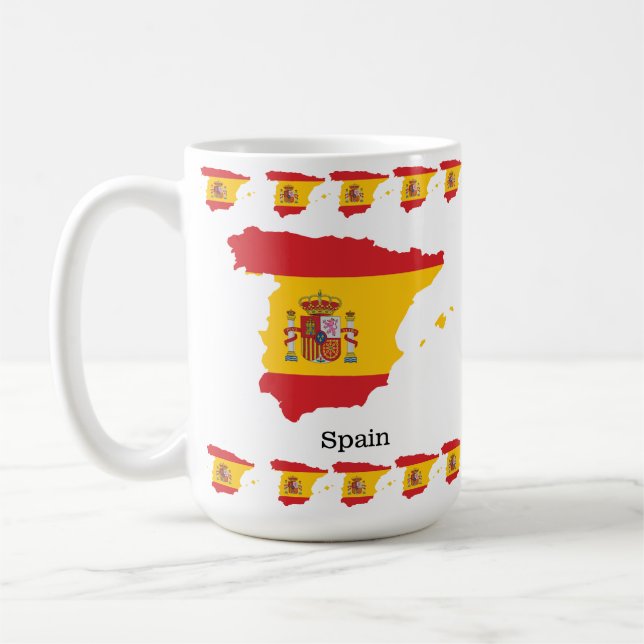Spanien Flagga inom Karta Souvenir Design Kaffemugg (Vänster)