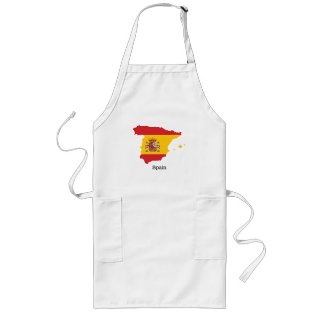 Spanien Flagga inom Karta Souvenir Design Långt Förkläde (Framsidan)